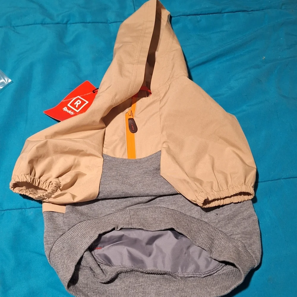 Tan and Gray Hooded Jacket Dog Hoodie‎ M Reddy